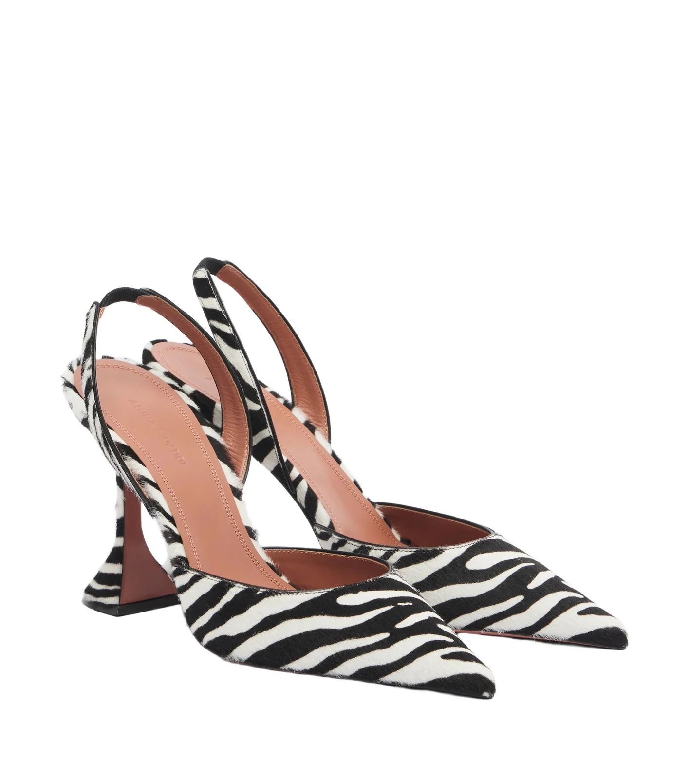 Amina Muaddi Holli zebra-print calf hair slingback pumps