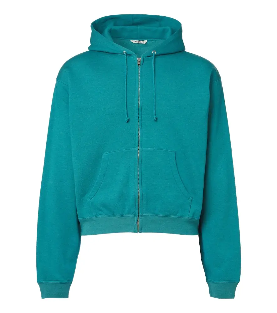 Auralee Cotton, wool, and silk zip-up hoodie