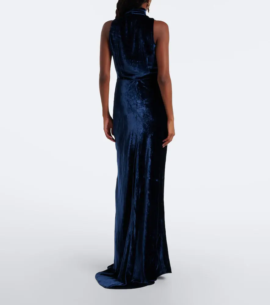 Etro Scarf-detail velvet gown | Thumbnail 4 Etro Scarf-detail velvet gown | Thumbnail 4
