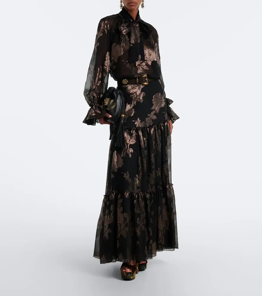 Etro Tie-neck silk-blend fil coupé blouse | Thumbnail 3 Etro Tie-neck silk-blend fil coupé blouse | Thumbnail 3