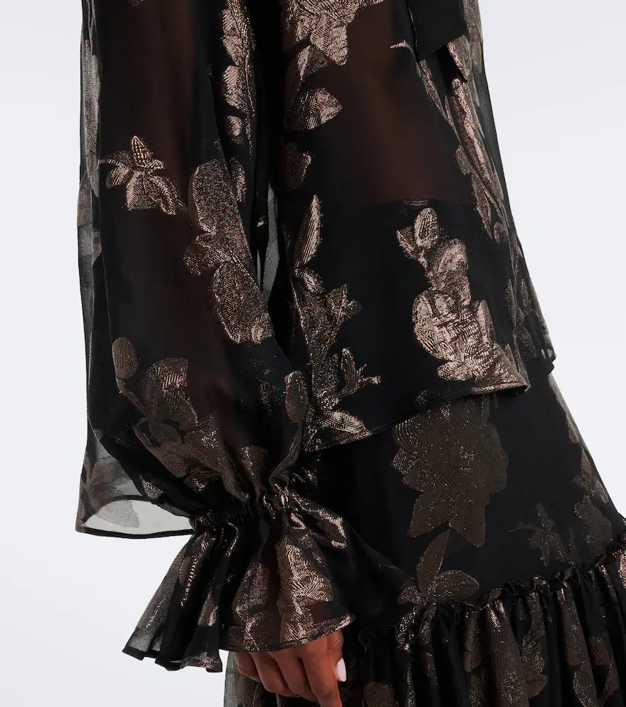 Etro Tie-neck silk-blend fil coupé blouse | Thumbnail 4 Etro Tie-neck silk-blend fil coupé blouse | Thumbnail 4