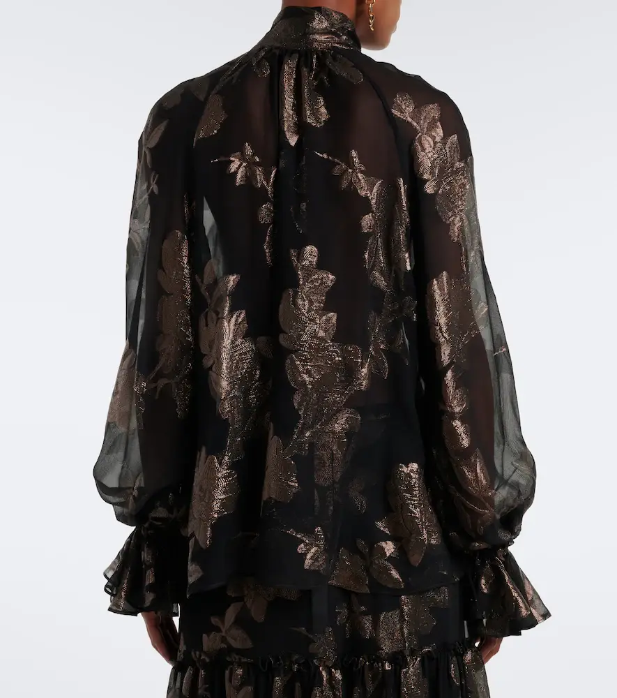 Etro Tie-neck silk-blend fil coupé blouse | Thumbnail 6 Etro Tie-neck silk-blend fil coupé blouse | Thumbnail 6