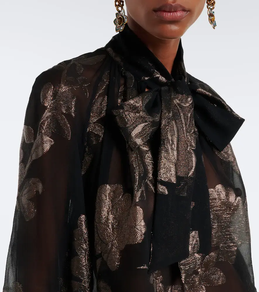 Etro Tie-neck silk-blend fil coupé blouse | Thumbnail 7 Etro Tie-neck silk-blend fil coupé blouse | Thumbnail 7