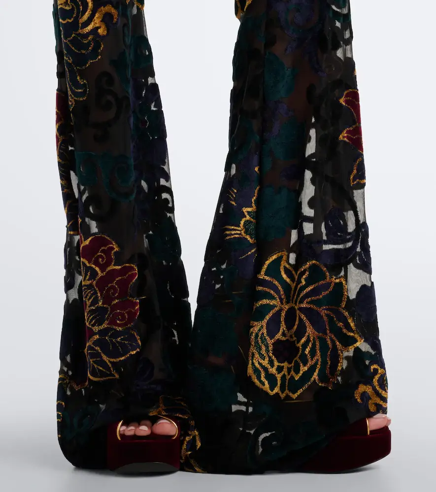 Etro Devoré floral sheer flared pants | Thumbnail 2