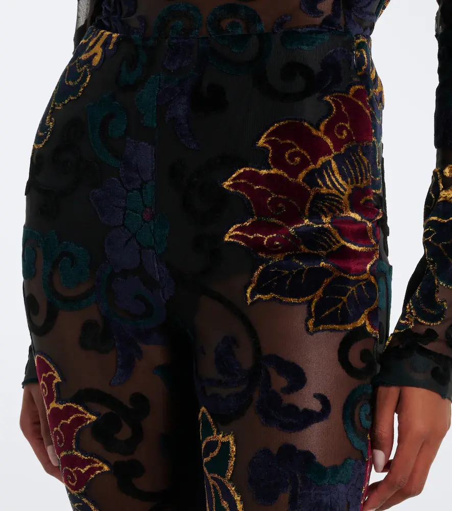 Etro Devoré floral sheer flared pants | Thumbnail 3