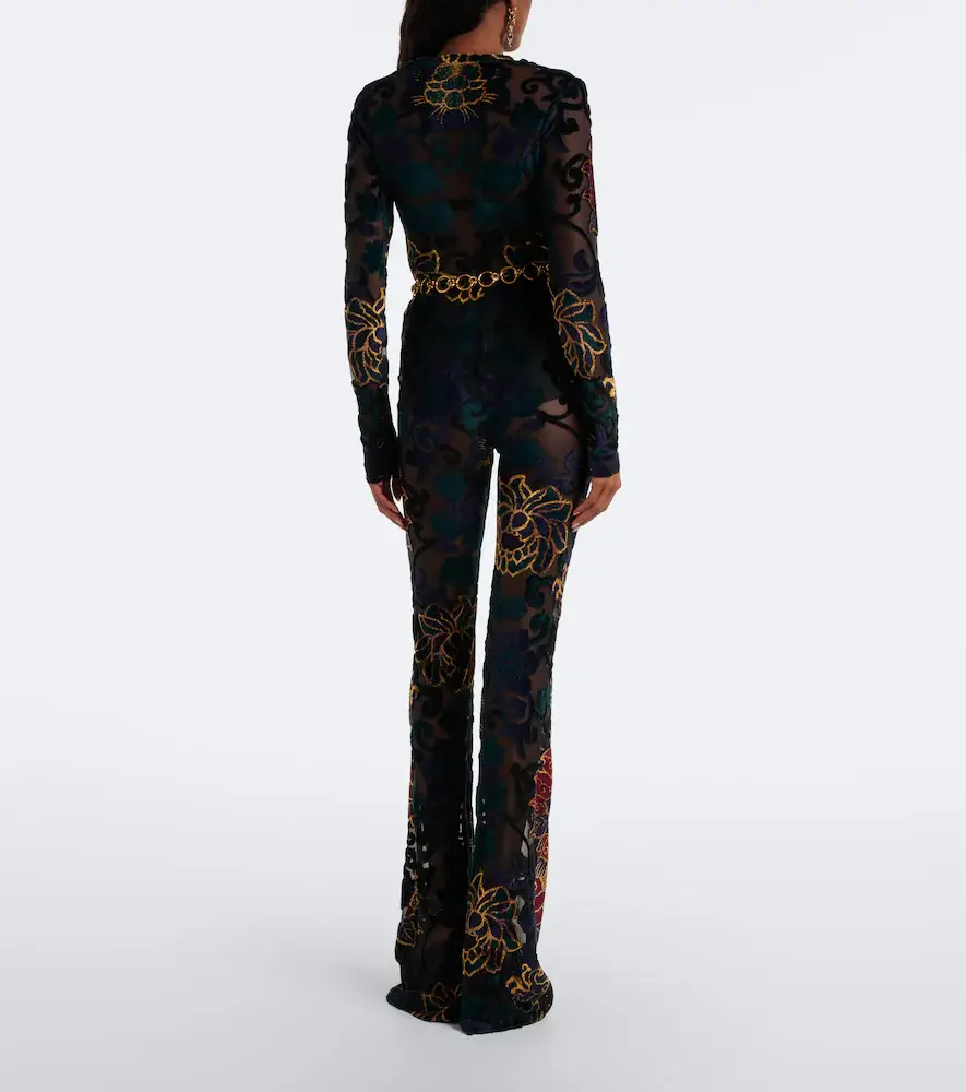 Etro Devoré floral sheer flared pants | Thumbnail 5