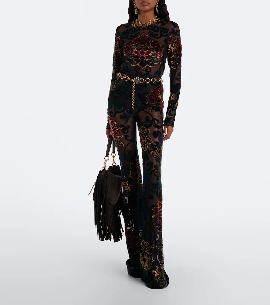 Etro Devoré floral sheer flared pants | Thumbnail 6