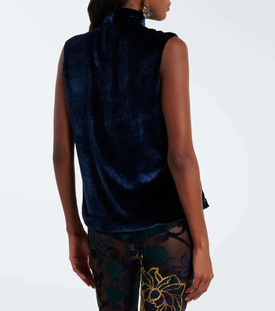 Etro Fringed tie-neck velvet top | Thumbnail 3 Etro Fringed tie-neck velvet top | Thumbnail 3
