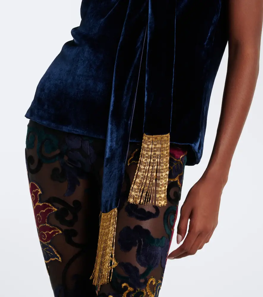 Etro Fringed tie-neck velvet top | Thumbnail 4 Etro Fringed tie-neck velvet top | Thumbnail 4