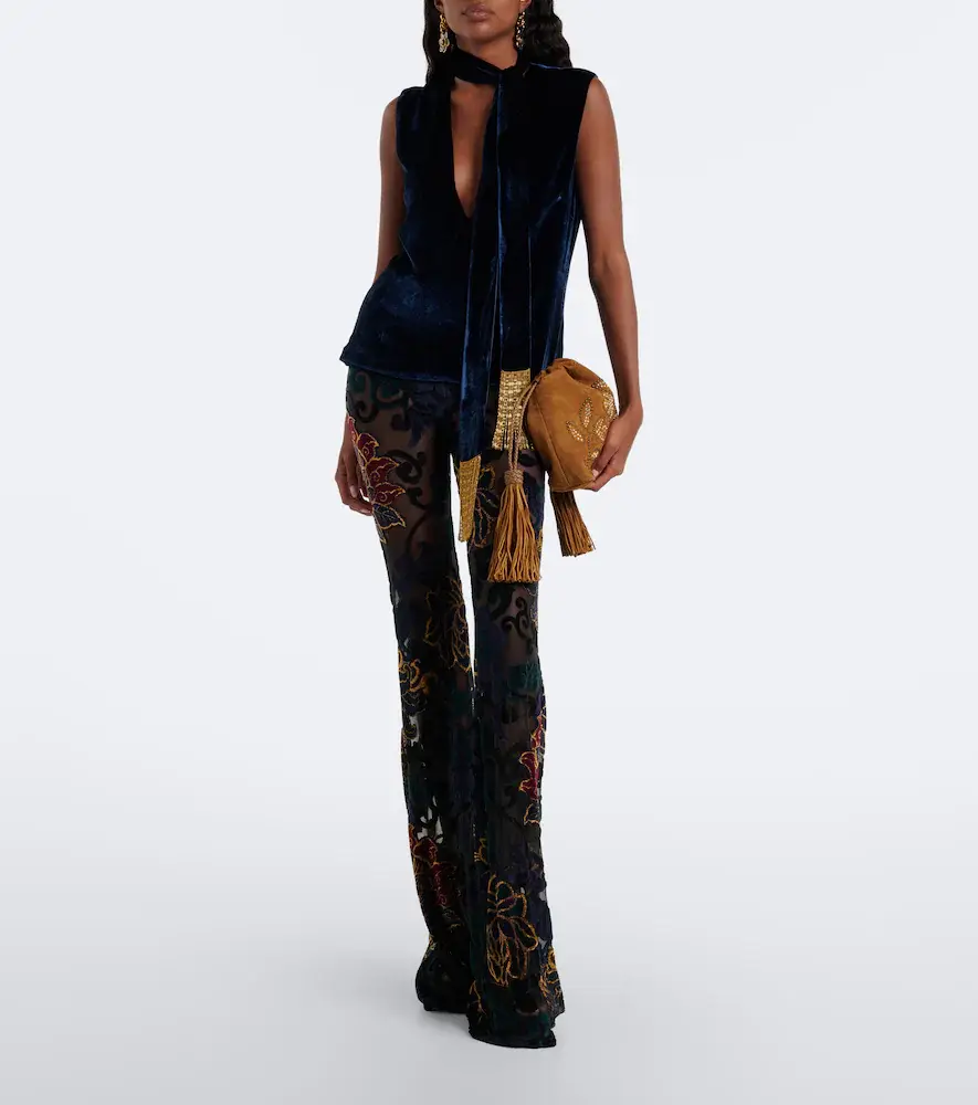 Etro Fringed tie-neck velvet top | Thumbnail 5 Etro Fringed tie-neck velvet top | Thumbnail 5