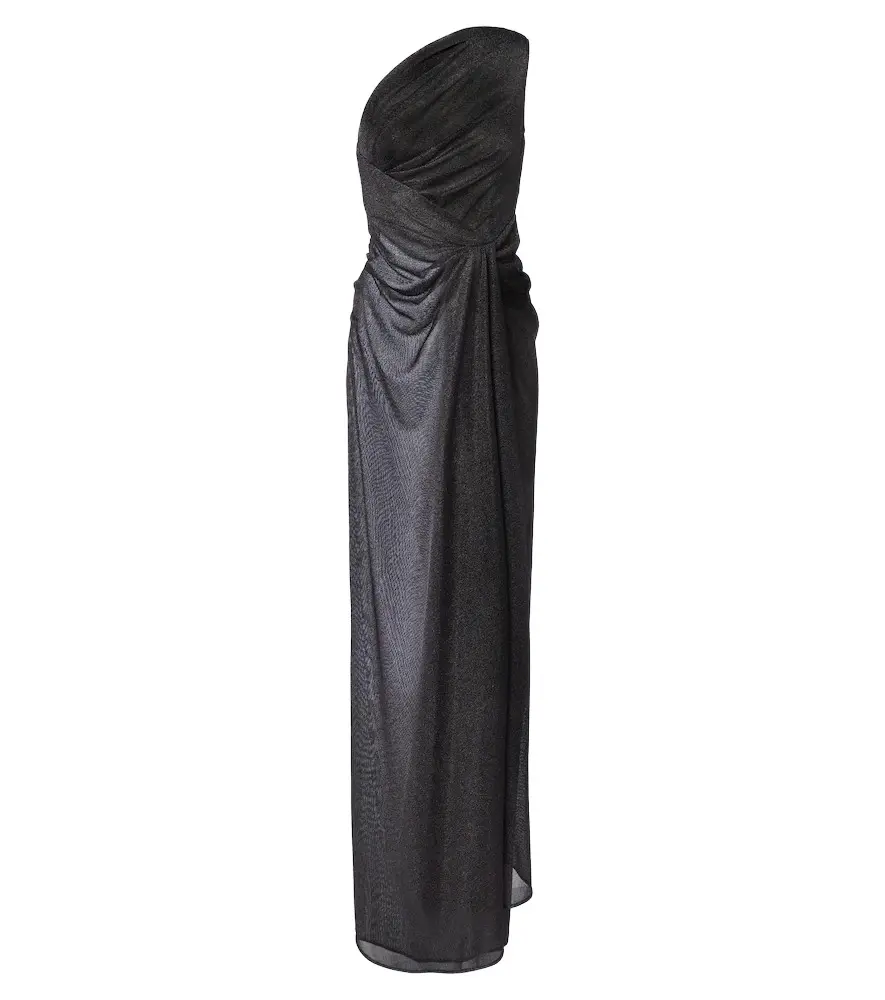 Gathered one-shoulder lamé gown Gathered one-shoulder lamé gown