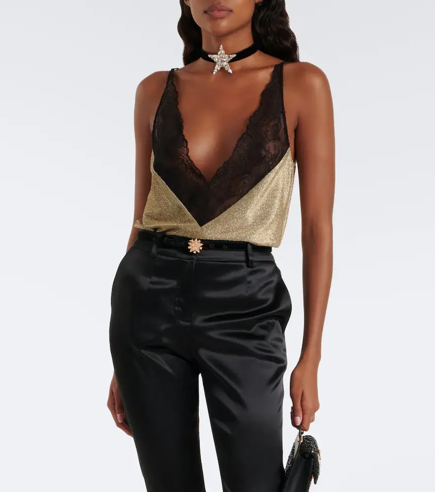 Dolce & Gabbana Lace-trimmed lamé camisole | Thumbnail 4 Dolce & Gabbana Lace-trimmed lamé camisole | Thumbnail 4