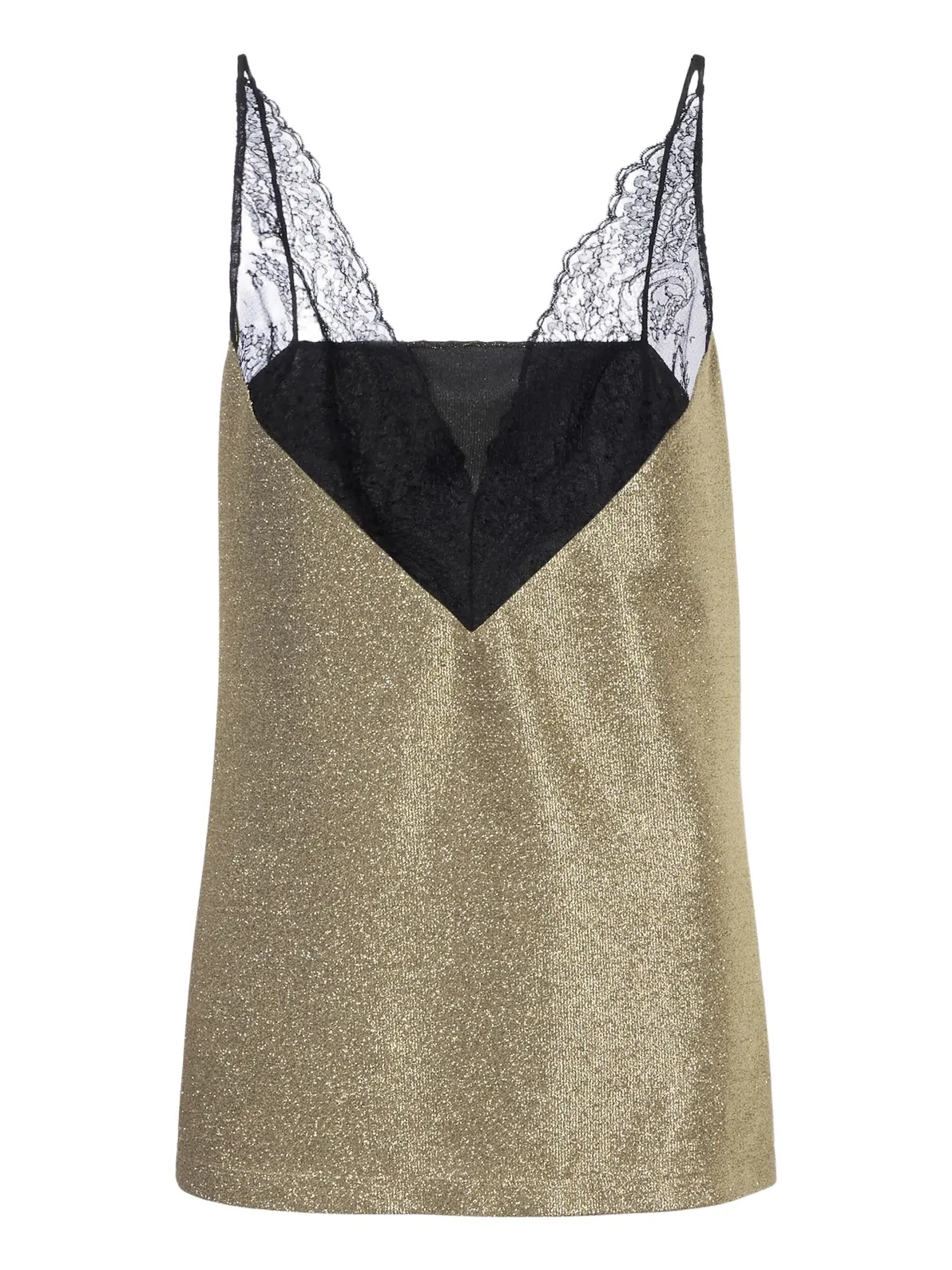 Dolce & Gabbana Lace-trimmed lamé camisole