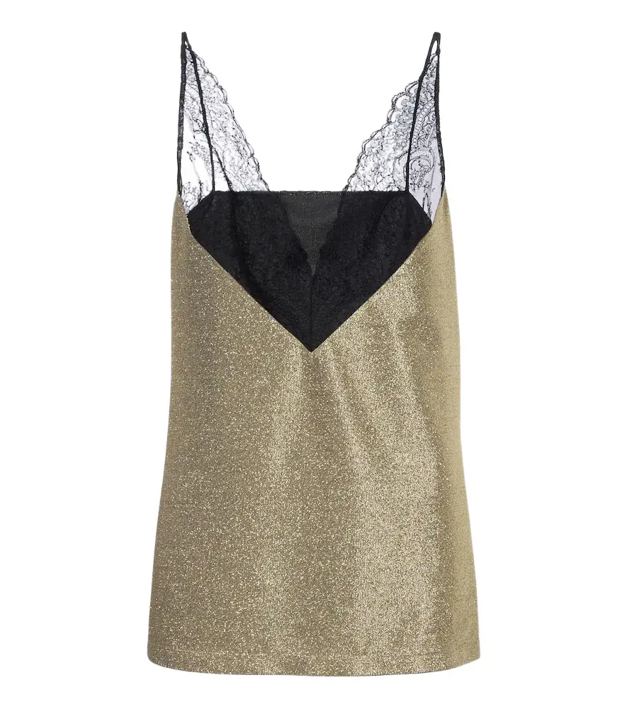 Dolce & Gabbana Lace-trimmed lamé camisole
