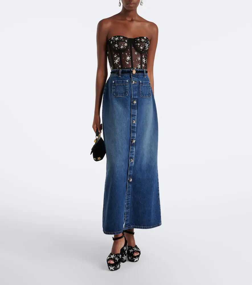 Dolce & Gabbana Embellished faded denim maxi skirt | Thumbnail 5 Dolce & Gabbana Embellished faded denim maxi skirt | Thumbnail 5