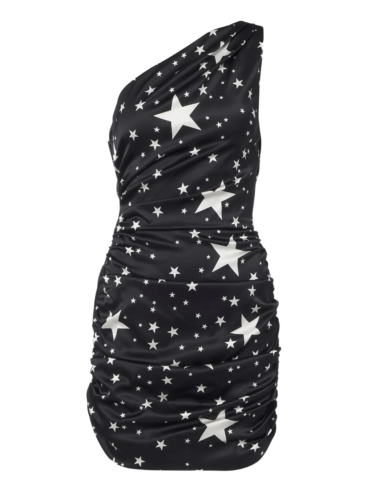 One-shoulder printed silk-blend minidress One-shoulder printed silk-blend minidress