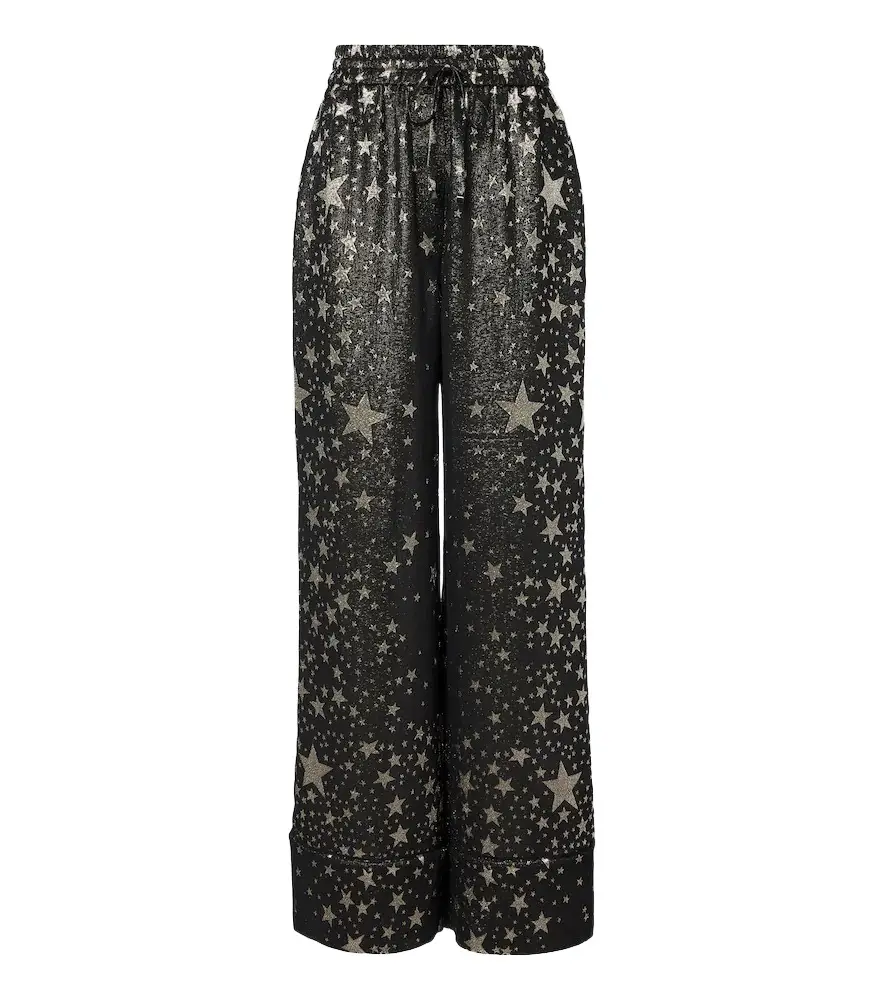 Silk-blend jacquard lamé wide-leg pants Silk-blend jacquard lamé wide-leg pants