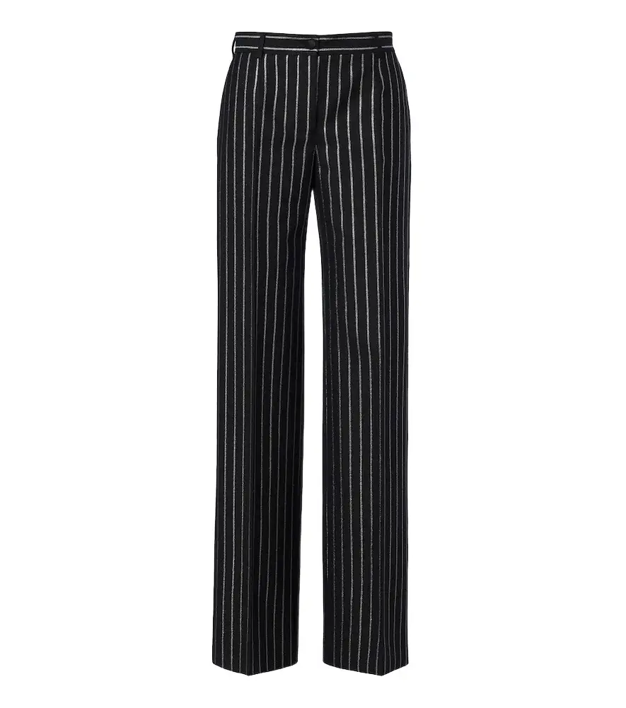 Striped wool-blend wide-leg pants Striped wool-blend wide-leg pants