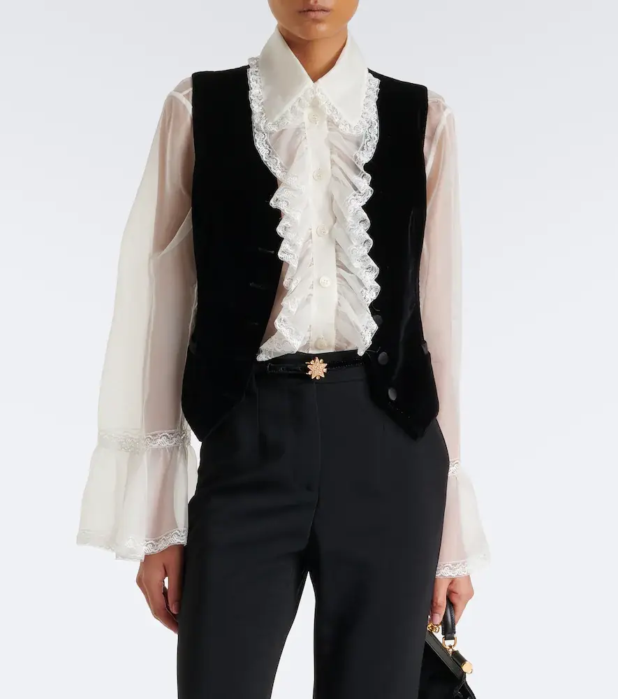 Dolce & Gabbana Lace-trimmed silk-blend chiffon blouse | Thumbnail 4 Dolce & Gabbana Lace-trimmed silk-blend chiffon blouse | Thumbnail 4