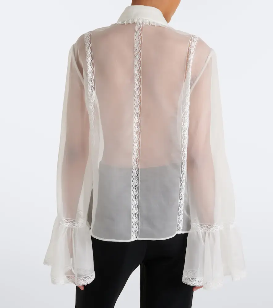 Dolce & Gabbana Lace-trimmed silk-blend chiffon blouse | Thumbnail 5 Dolce & Gabbana Lace-trimmed silk-blend chiffon blouse | Thumbnail 5