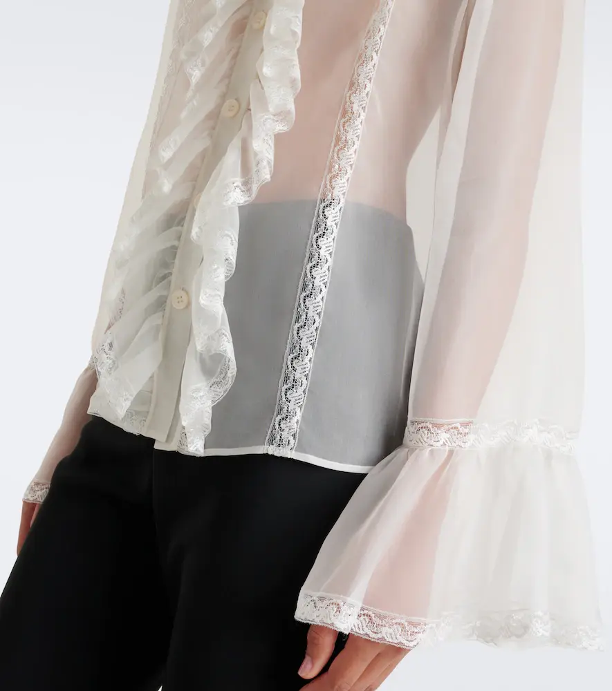 Dolce & Gabbana Lace-trimmed silk-blend chiffon blouse | Thumbnail 6 Dolce & Gabbana Lace-trimmed silk-blend chiffon blouse | Thumbnail 6