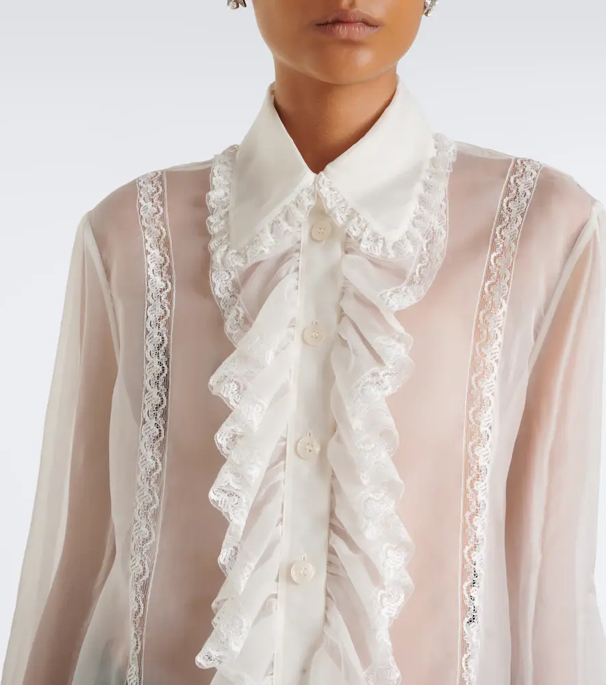 Dolce & Gabbana Lace-trimmed silk-blend chiffon blouse | Thumbnail 7 Dolce & Gabbana Lace-trimmed silk-blend chiffon blouse | Thumbnail 7