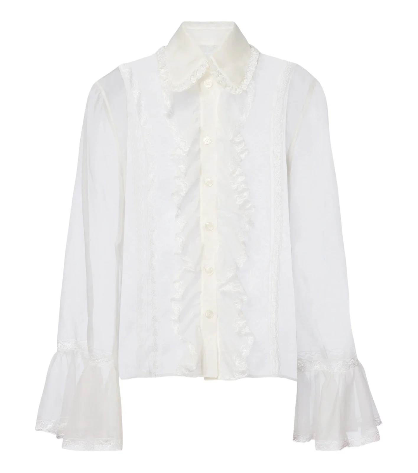 Dolce & Gabbana Lace-trimmed silk-blend chiffon blouse
