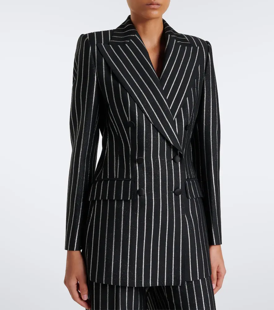 Dolce & Gabbana Striped double-breasted wool-blend blazer | Thumbnail 4