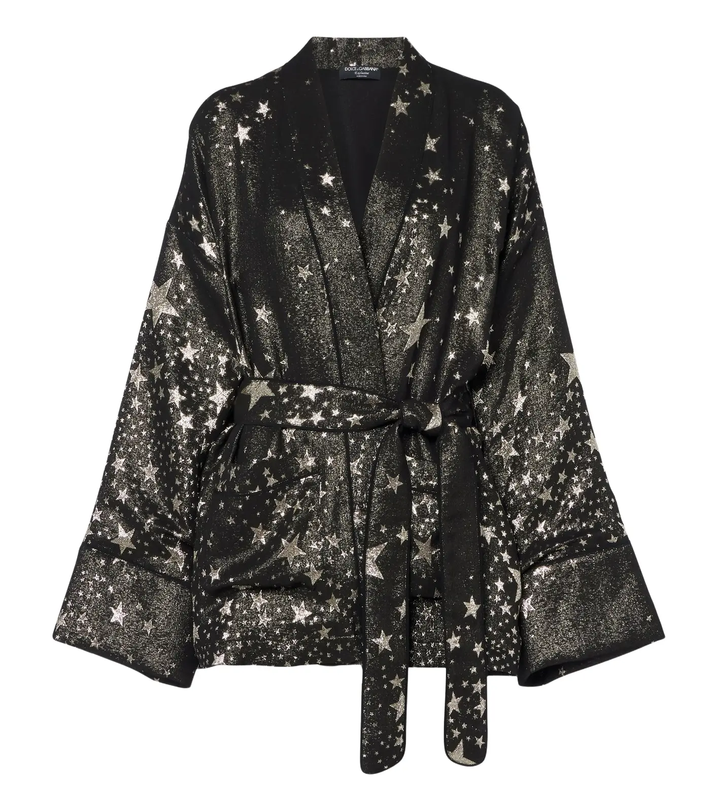 Dolce & Gabbana Silk-blend jacquard lamé wrap top