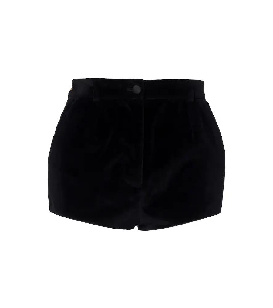 Cotton and silk-blend velvet shorts
