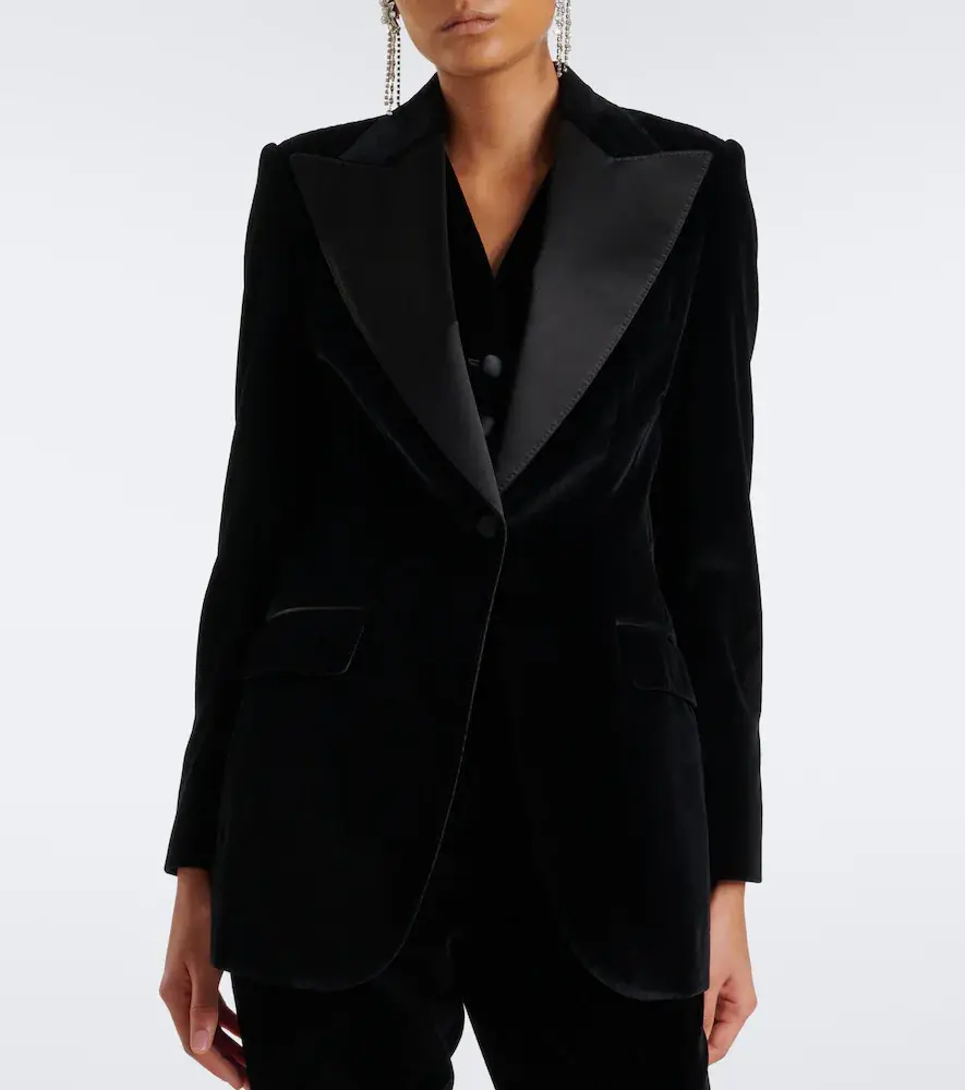 Dolce & Gabbana Cotton and silk-blend velvet tuxedo jacket | Thumbnail 3
