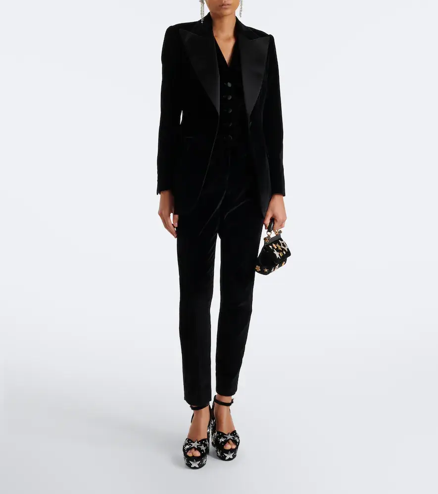 Dolce & Gabbana Cotton and silk-blend velvet tuxedo jacket | Thumbnail 6