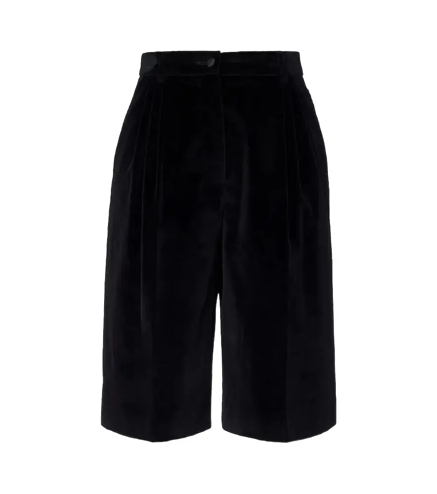 Cotton and silk-blend velvet Bermuda shorts