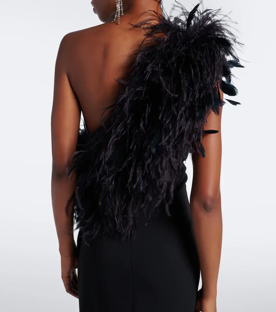 Dolce & Gabbana Feather-trimmed one-shoulder gown | Thumbnail 3