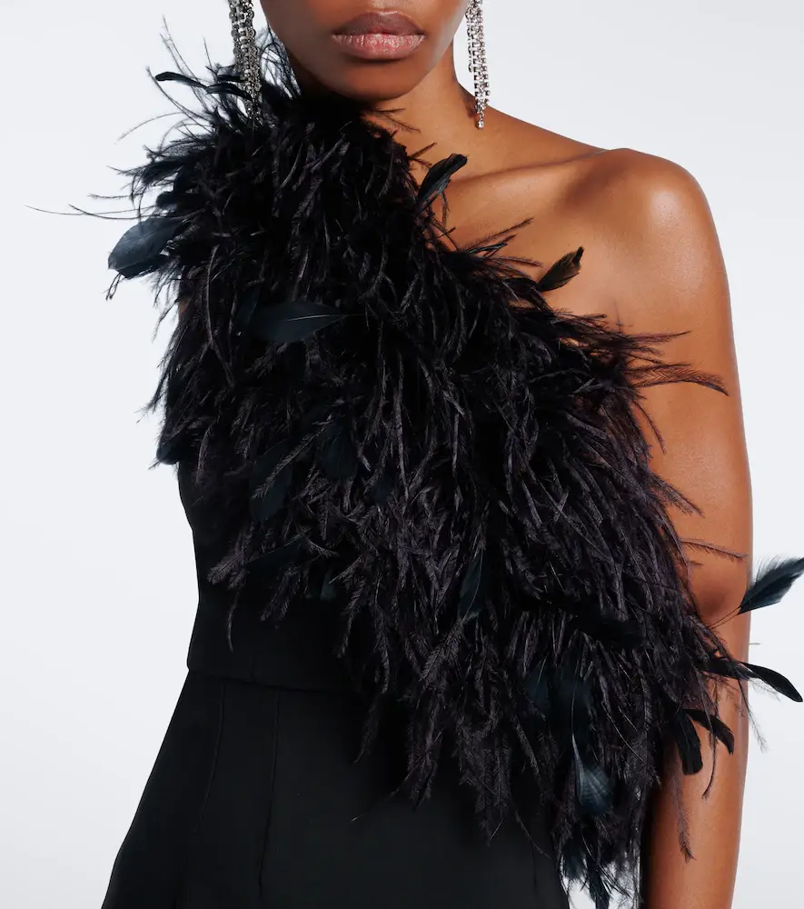 Dolce & Gabbana Feather-trimmed one-shoulder gown | Thumbnail 6