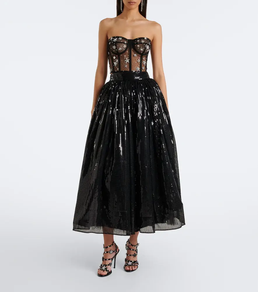Dolce & Gabbana Gathered sequined midi skirt | Thumbnail 3 Dolce & Gabbana Gathered sequined midi skirt | Thumbnail 3