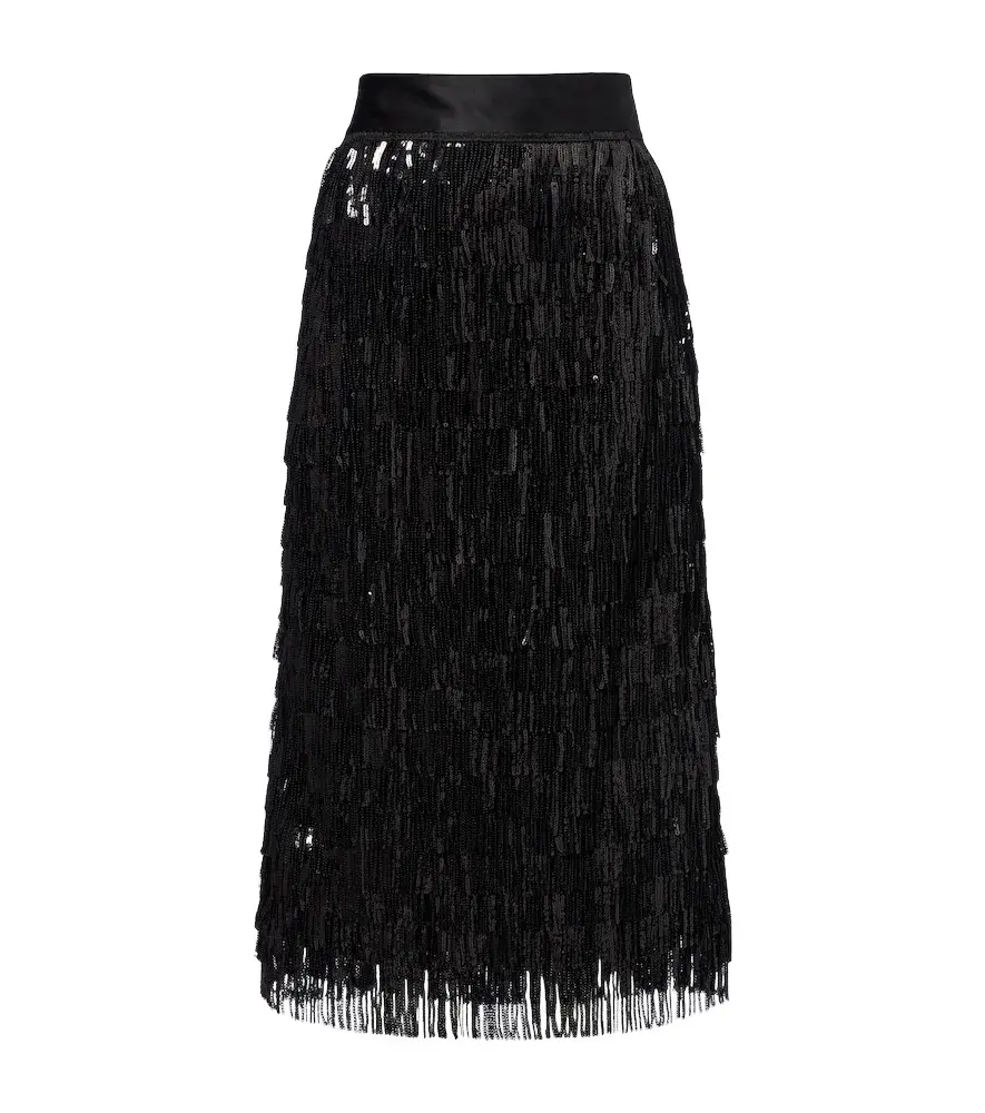 Fringed sequined midi skirt Fringed sequined midi skirt