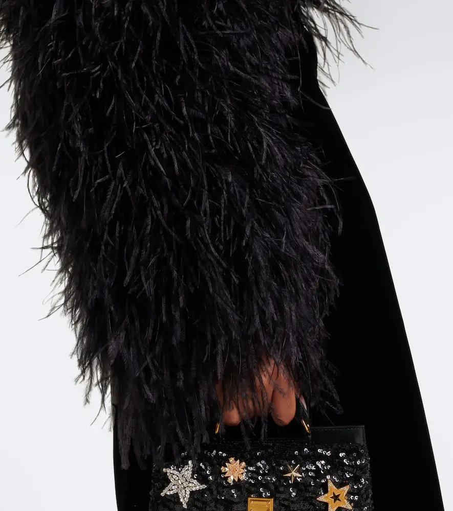 Dolce & Gabbana Cropped feather silk-blend jacket | Thumbnail 3