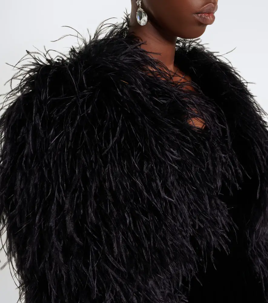 Dolce & Gabbana Cropped feather silk-blend jacket | Thumbnail 4