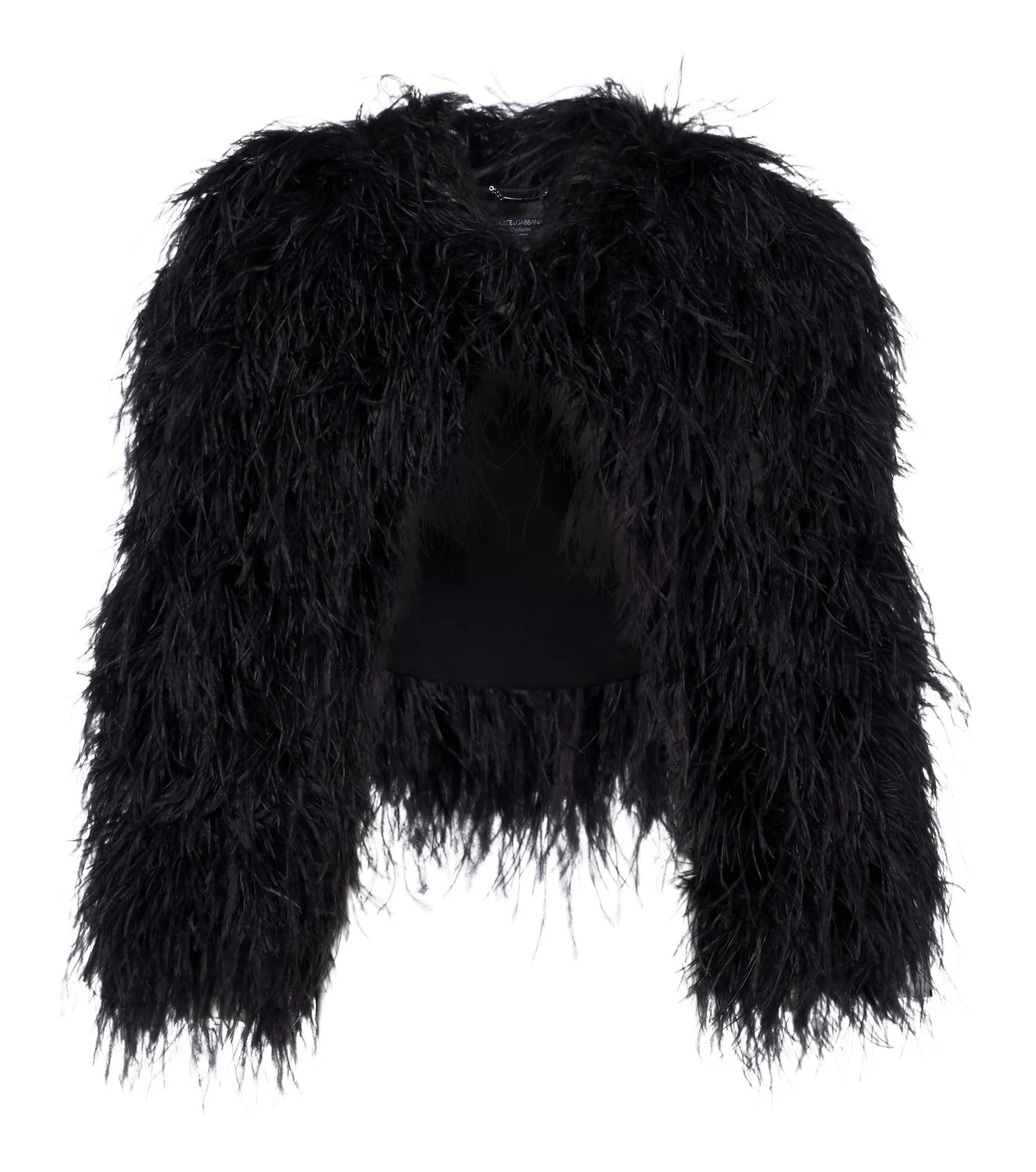 Cropped feather silk-blend jacket