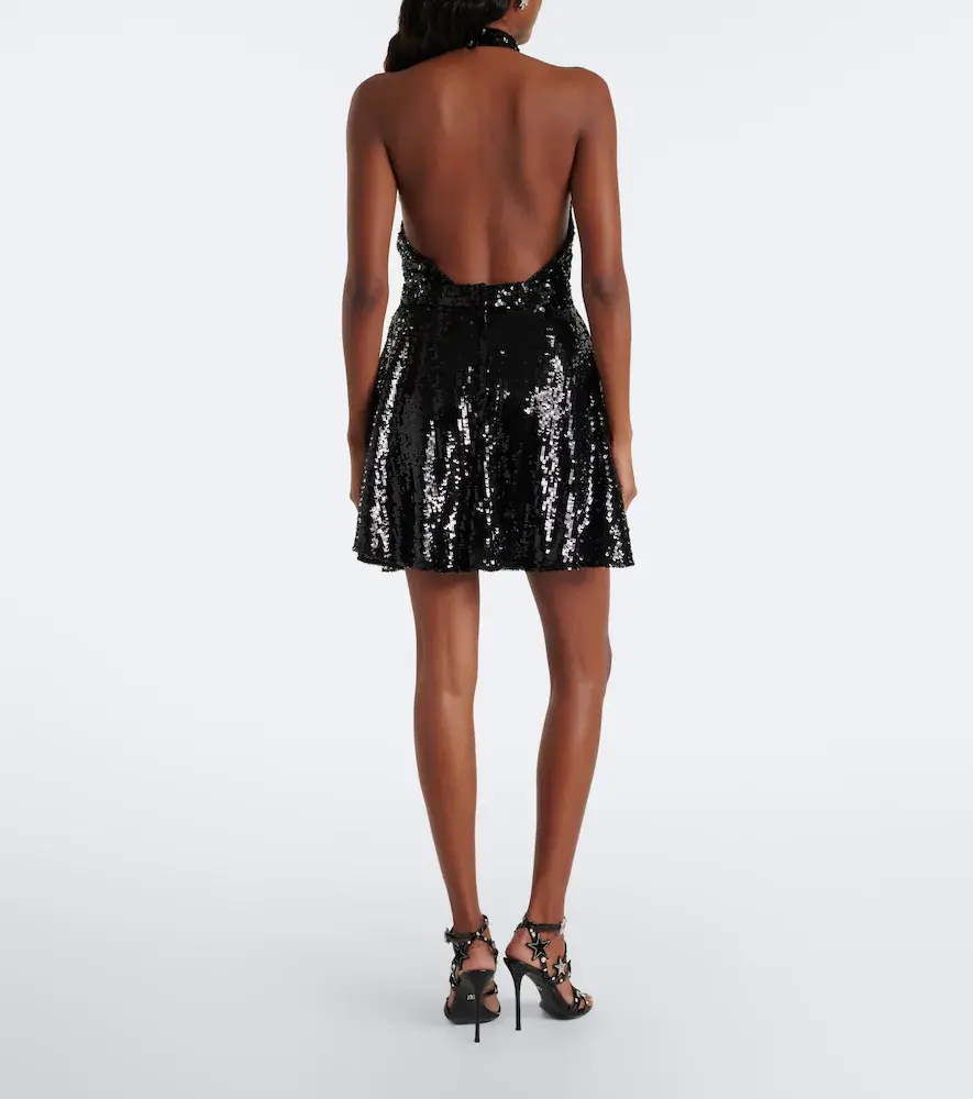 Dolce & Gabbana Sequined halterneck open-back minidress | Thumbnail 4