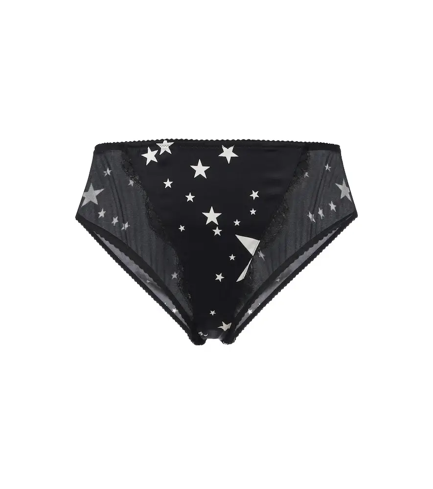 Dolce & Gabbana Lace-trimmed printed briefs