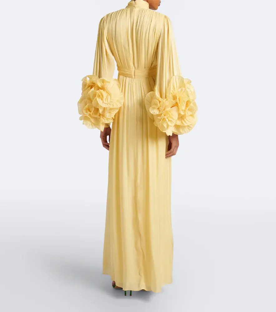 Costarellos Floral-appliqué plated Lurex georgette gown | Thumbnail 2