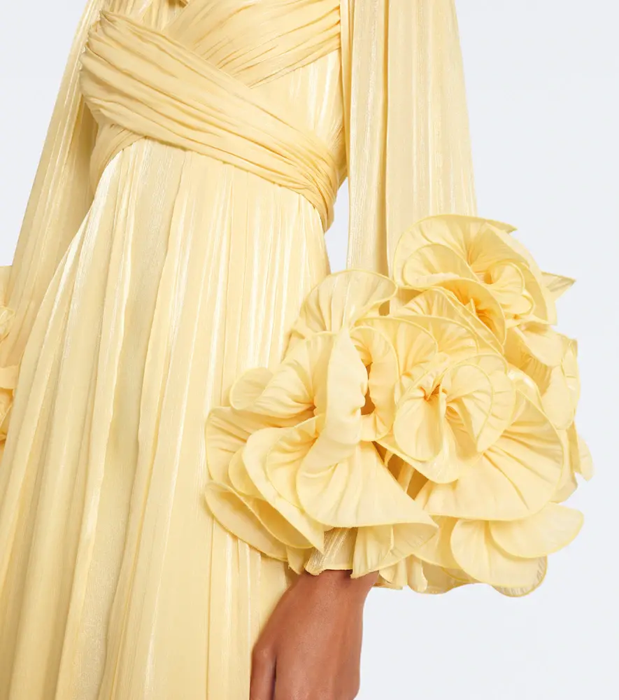 Costarellos Floral-appliqué plated Lurex georgette gown | Thumbnail 5
