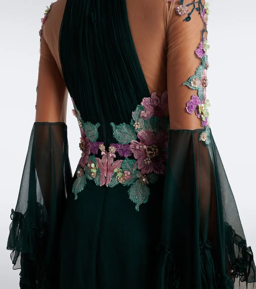 Costarellos Embellished floral-appliqué silk gown | Thumbnail 2 Costarellos Embellished floral-appliqué silk gown | Thumbnail 2