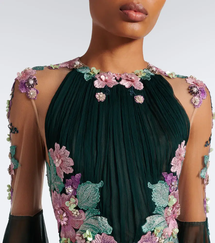 Costarellos Embellished floral-appliqué silk gown | Thumbnail 4 Costarellos Embellished floral-appliqué silk gown | Thumbnail 4