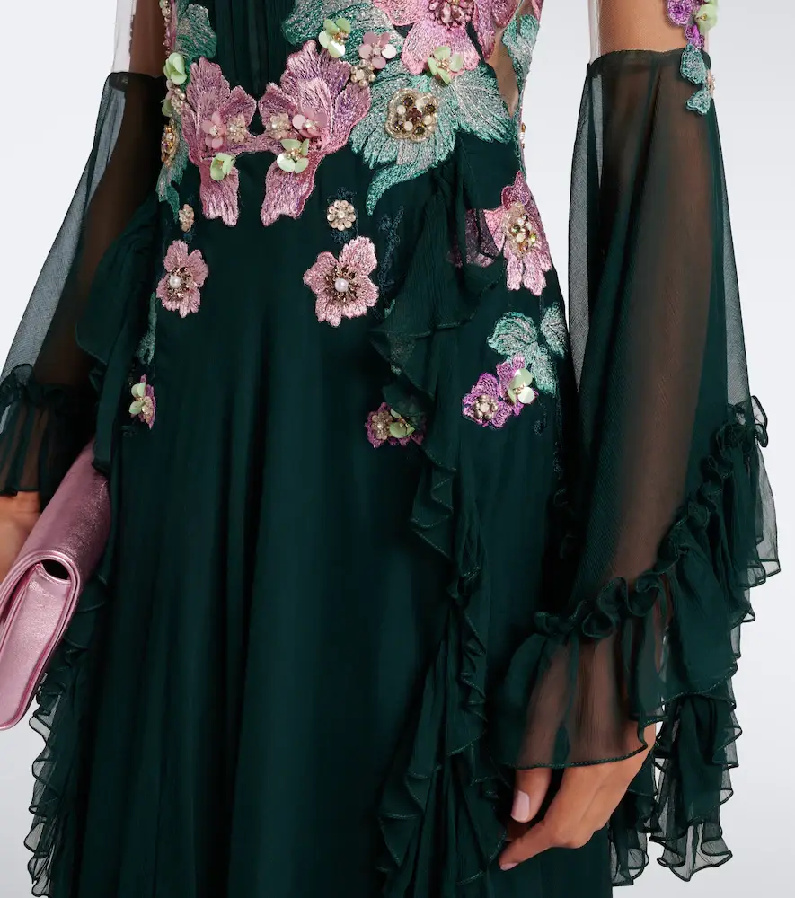Costarellos Embellished floral-appliqué silk gown | Thumbnail 5 Costarellos Embellished floral-appliqué silk gown | Thumbnail 5