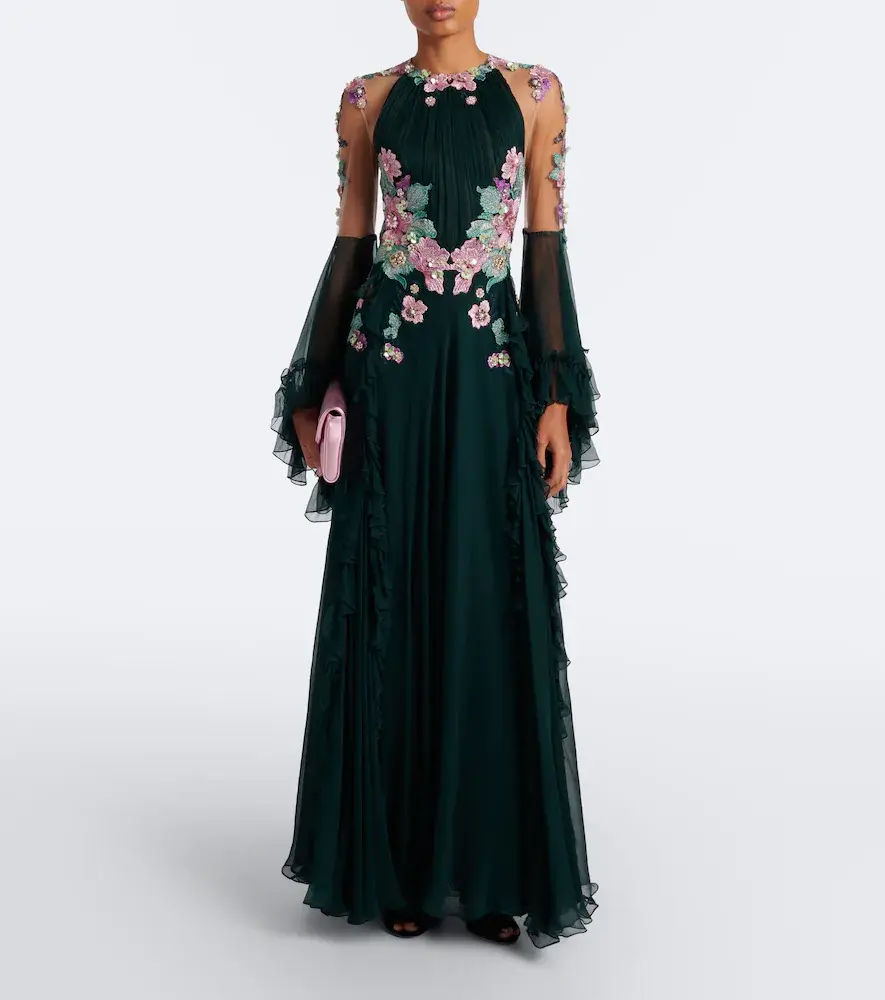 Costarellos Embellished floral-appliqué silk gown | Thumbnail 6 Costarellos Embellished floral-appliqué silk gown | Thumbnail 6