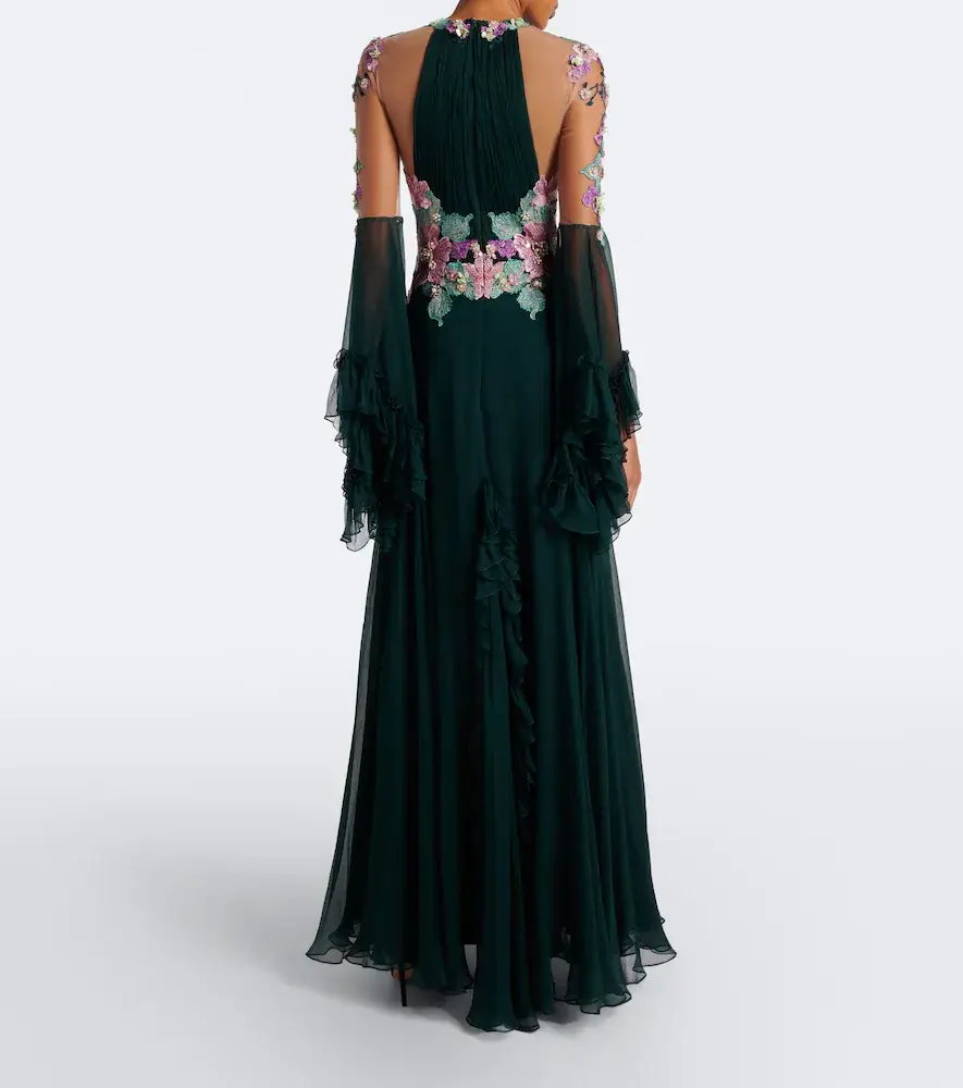Costarellos Embellished floral-appliqué silk gown | Thumbnail 7 Costarellos Embellished floral-appliqué silk gown | Thumbnail 7