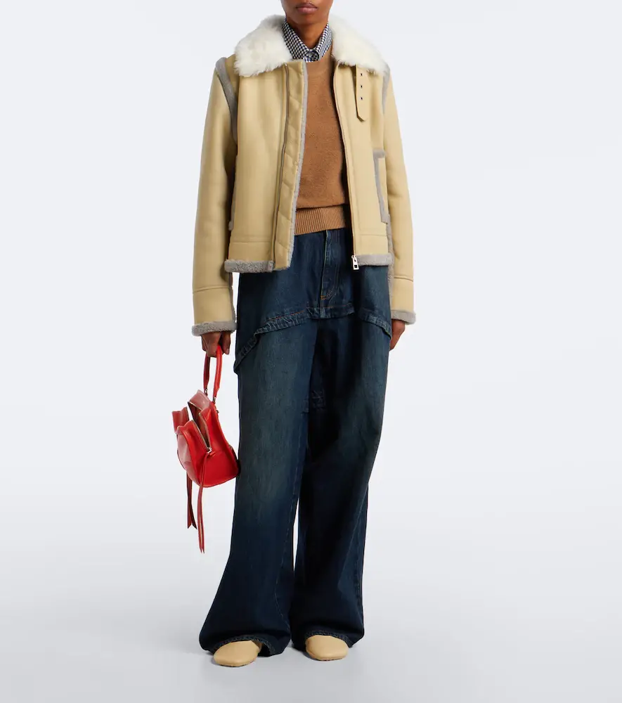 Loewe Shearling-trimmed leather jacket | Thumbnail 2 Loewe Shearling-trimmed leather jacket | Thumbnail 2